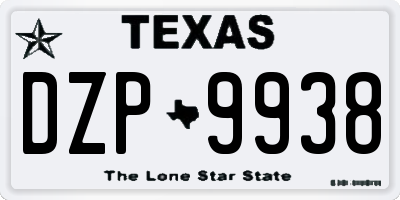 TX license plate DZP9938