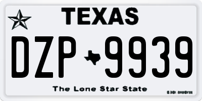 TX license plate DZP9939