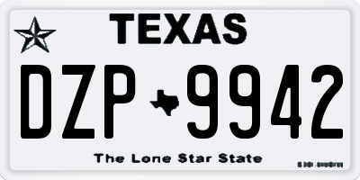 TX license plate DZP9942