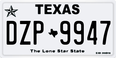TX license plate DZP9947