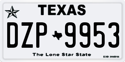 TX license plate DZP9953