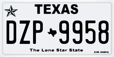 TX license plate DZP9958