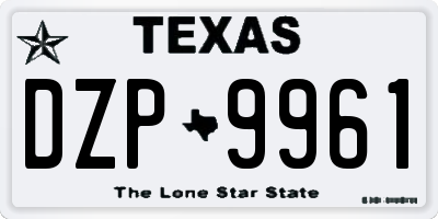 TX license plate DZP9961