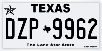 TX license plate DZP9962