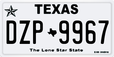 TX license plate DZP9967