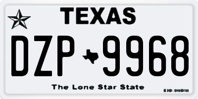 TX license plate DZP9968
