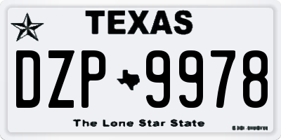 TX license plate DZP9978