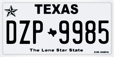 TX license plate DZP9985