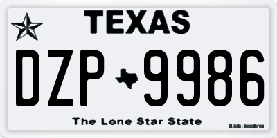 TX license plate DZP9986