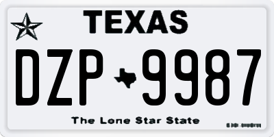 TX license plate DZP9987