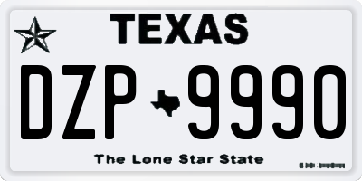 TX license plate DZP9990