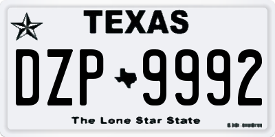 TX license plate DZP9992