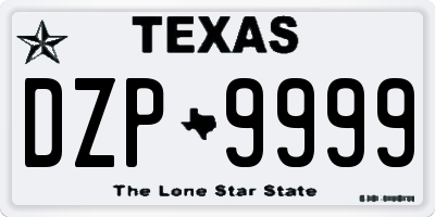 TX license plate DZP9999