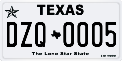 TX license plate DZQ0005