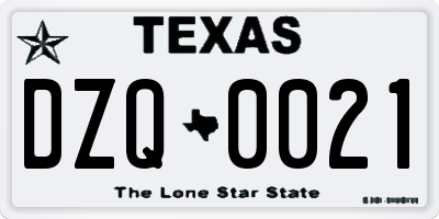 TX license plate DZQ0021
