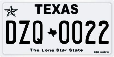 TX license plate DZQ0022