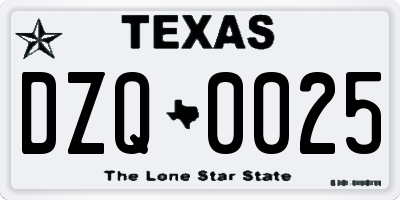 TX license plate DZQ0025