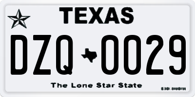 TX license plate DZQ0029