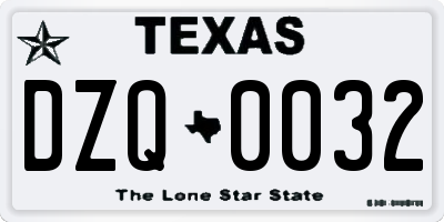 TX license plate DZQ0032
