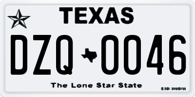 TX license plate DZQ0046