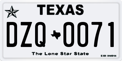 TX license plate DZQ0071