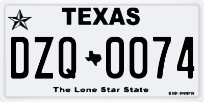 TX license plate DZQ0074