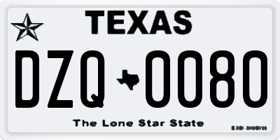 TX license plate DZQ0080