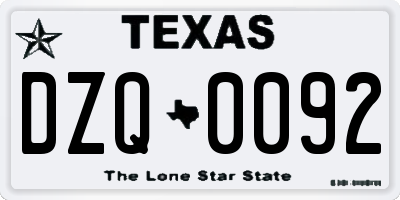 TX license plate DZQ0092