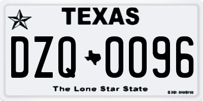 TX license plate DZQ0096