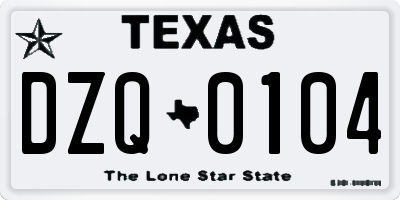 TX license plate DZQ0104
