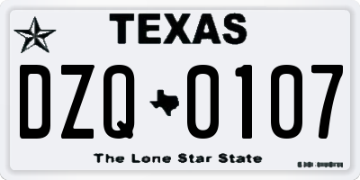 TX license plate DZQ0107