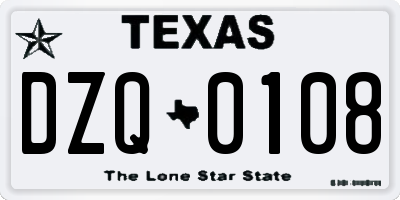 TX license plate DZQ0108