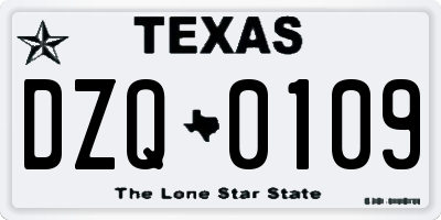TX license plate DZQ0109