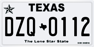 TX license plate DZQ0112