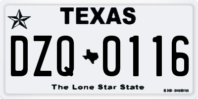 TX license plate DZQ0116