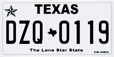 TX license plate DZQ0119