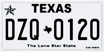 TX license plate DZQ0120