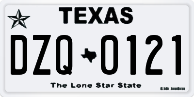 TX license plate DZQ0121