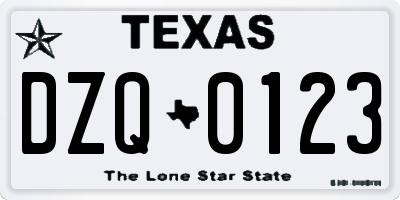 TX license plate DZQ0123