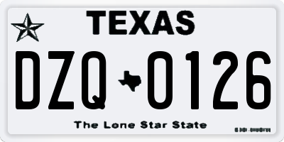 TX license plate DZQ0126