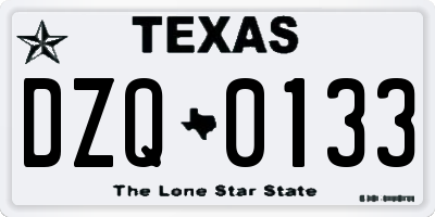 TX license plate DZQ0133