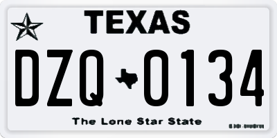TX license plate DZQ0134