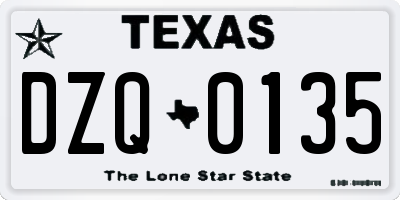 TX license plate DZQ0135