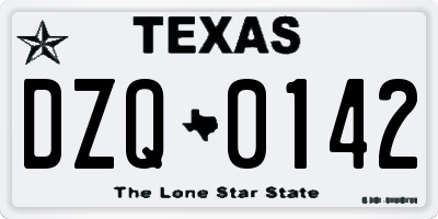 TX license plate DZQ0142