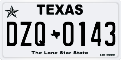 TX license plate DZQ0143