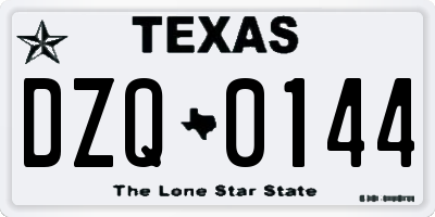 TX license plate DZQ0144