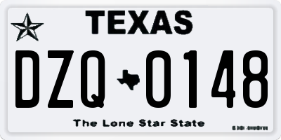 TX license plate DZQ0148