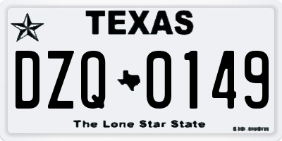 TX license plate DZQ0149