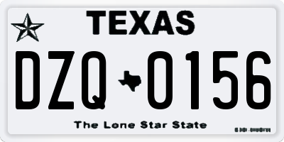 TX license plate DZQ0156