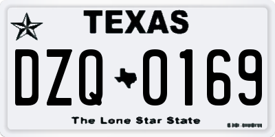 TX license plate DZQ0169